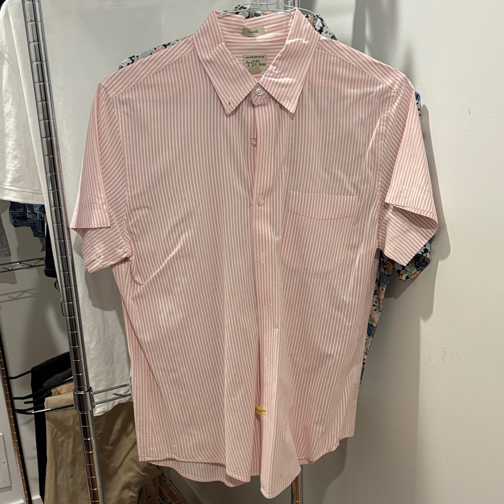 J. Crew Light Pink and White Striped Short-Sleeve Button-Down Shirt